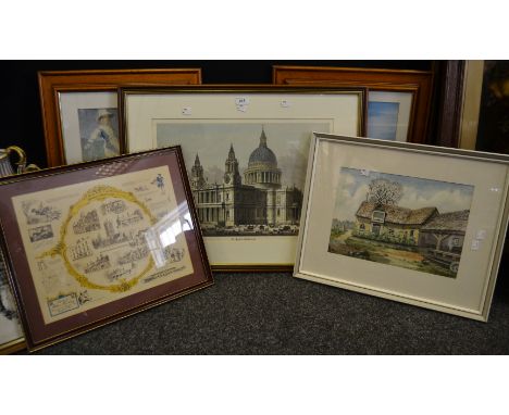 Pictures & prints - Herman NeubertOld Farm near BentwoodWatercolourFramed; after S Read St. Paul's Cathedral coloured lithogr