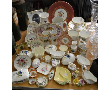 Decorative Ceramics - a Minton plate, floral central cartouche; a pair of Royal Crown Derby Pinxton Roses pattern cups and sa