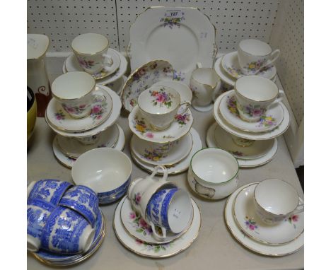 Teawares - a Crown Trent part tea service; a Staffordshire part tea service; a Royal Crown Derby Derby Posies pattern cup and