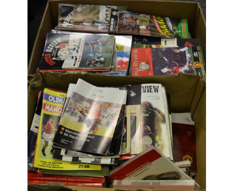 Sporting Memorabilia - Manchester United FC match day programmes from the 1990 season through to 1999; etc qty (2 boxes)
