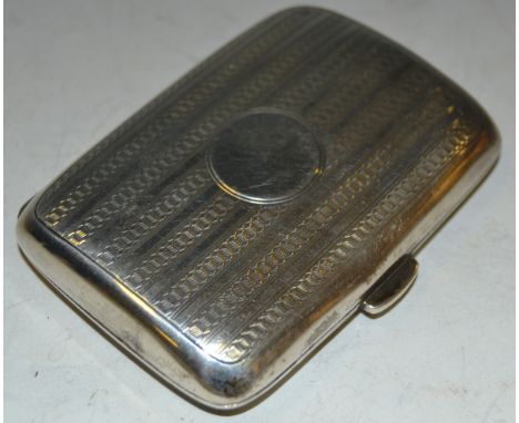 A silver cigarette case, engine turned, Birmingham 1906, 69.2g