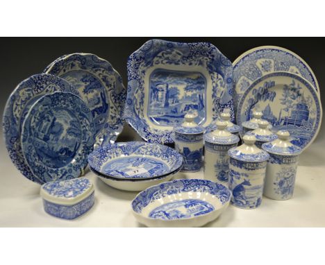 Blue and White Ceramics - Spode spice jars; Spode Italian pattern bowl; trinket dishes etc