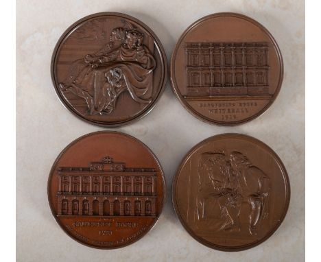 A collection of Art Union Medallions all with Spink Envelopes, Bronze, 'Daniel Maglise', 'GR. Leslie', 'David Wilkes' and 'In