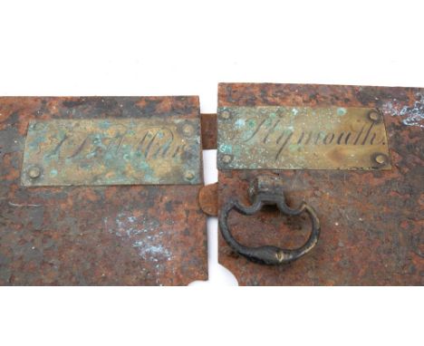 A late 18th/early 19th century iron and brass mechanical spit engine by William Mare, Plymouth Foundry: comprising an arrange