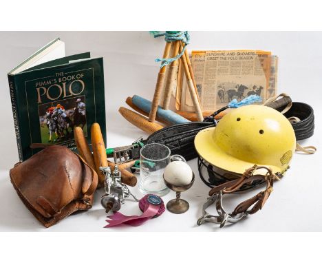 Cowdray Park Polo Club. A nickel plated Polo -player car mascot, together with group of five polo mallets, two by J Salter &a
