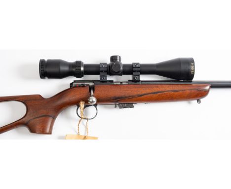 A BSA Supersport Five .22LR rimfire bolt action rifle, serial number '30880' the 25 1/2 inch barrel fitted sound moderator, o