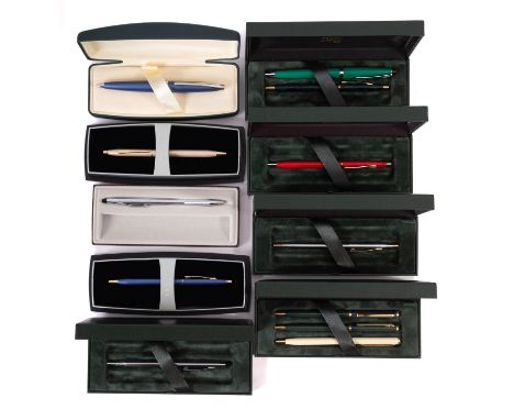 A collection of ten Cross ballpoint pen sets. In a range of colours and all in original boxes.