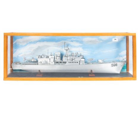 A scratch built scale model of the Chinese North Sea Frigate 'Rhizhao' No. 598, fitted radar and Electronic Warfare arrays, e