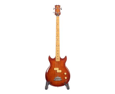 A Vintage Hohner Professional Electric Bass guitar,serial number 1060074, with maple neck and 'SG' style body, in a soft shel