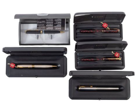 A collection of five Parker Sonnet ballpoint pen sets. In a range of colours, all in original boxes.