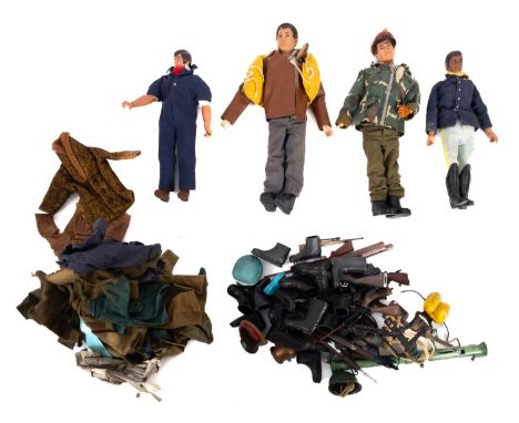 Palitoy. Two Action Man figures, unboxed, together with a collection firearms, uniform and accessories, together with a Gabri