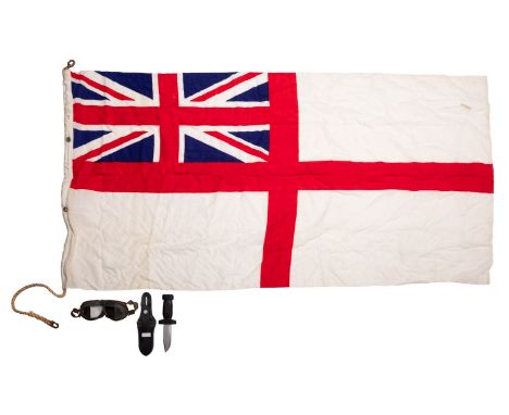 A Royal Navy Diver's knife, maker Taylor's Eye Witness, Sheffield,  with one piece grip and  rubber scabbard, together with a