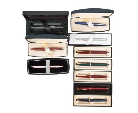 A collection of ten Cross ballpoint pen sets. In a range of colours and all in original boxes.