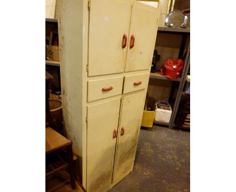 Vintage kitchen unit with twin upper and lower cupboards and two drawers, 72 x 83 cm