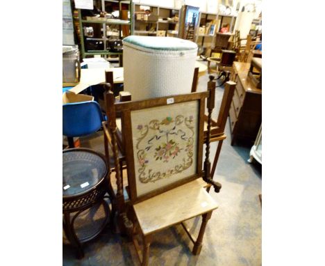 Collection of mixed furniture including tables and a firescreen