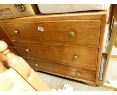 Vintage oak three long chest of drawers