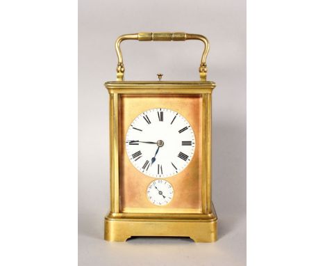 A SUPERB FRENCH GRANDE SONNERIE BRASS CARRIAGE CLOCK, No. 16083, the base engraved Clavel 25 96 bre 1903 with Sonnerie and Si
