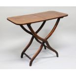 A 19TH CENTURY MAHOGANY FOLDING COACHING TABLE.