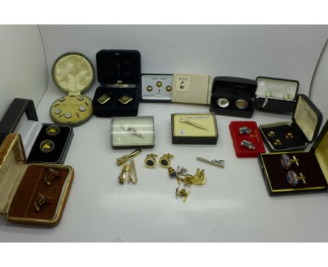 Cufflinks and tie-pins including Stratton