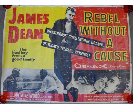 A James Dean film poster, Rebel Without a Cause, a/f