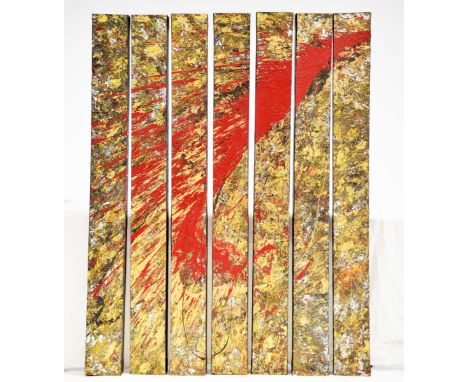 Made K Bendesa (Indonesian 1971-2015) A six panel 'Abstract'
Oil on canvas, each panel 171x17cm.
