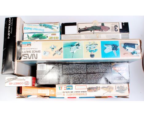 Collection of mixed scale plastic aircraft and military kits, un-checked for completeness, some boxes have been restored/repa