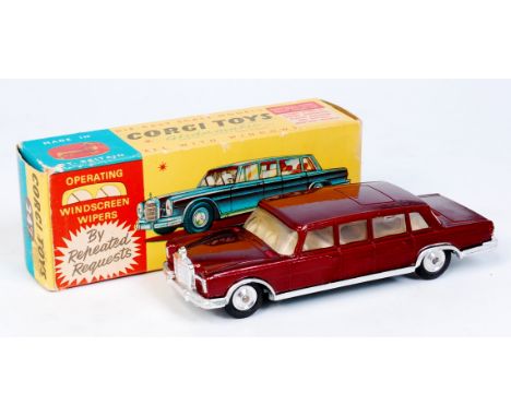 Corgi Toys, 247 Mercedes Benz 600 Pullman, metallic red body, cream interior, windscreen wipers, spun hubs, in original all c