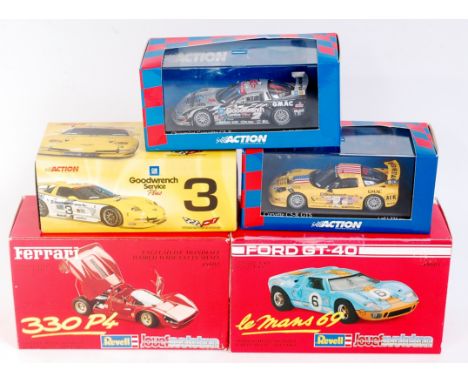 Revell, Joeuf and Action Racing Diecast Group, 5 examples to include Jouef Ferrari P4, Revell Ford GT 40, Action Corvette C5-