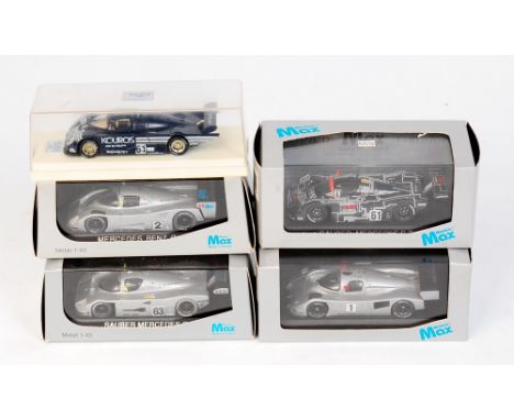 Max Models 1/43rd scale Sauber/Mercedes WEC Sports Car Group, 5 boxed examples to include Kouros 1986 "Blue", AEG C9 "Black",