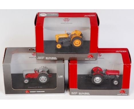Universal Hobbies, 1/32nd scale Massey Ferguson tractor group to include; No.2805 MF 35X tractor in industrial yellow, No.278