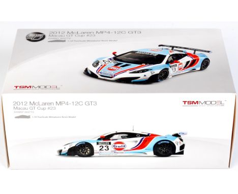 TSM Model Scale Miniatures, 1/18th scale model of a 2012 McLaren MP4-12C GT3, Macau GT Cup No.23 "Danny Watts", appears as is