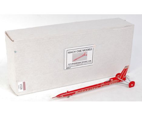 Mach One Models 1/43rd scale resin and white metal model of a 1979 Budweiser Rocket Car, finished in red, appears as issued, 