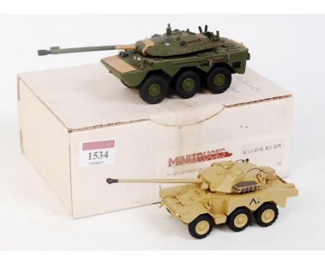 1/50th scale resin hand built military group, 2 examples, to include NIL Trucks AMX10 Wheeled APC, and a Gasoline ERC 90 Whee