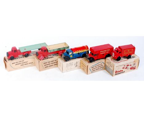 Brimtoy Pocketoy Tinplate and Clockwork Boxed Group, some box end flaps repaired, examples to include Regent Mechanical Petro
