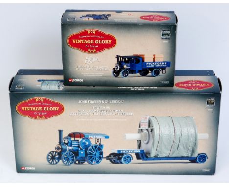 Corgi Toys Vintage Glory of Steam "Pickfords" Group, 2 boxed examples, to include Fowler B6 Road Locomotive, Low Loader and C