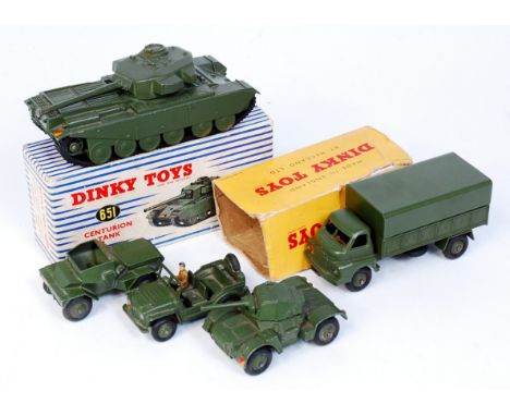 Dinky Toys Boxed and Loose Military Group, to include No.651 Centurion Tank (VG-BG), No.621 3-Ton Army Wagon (VG-BA/F), and 3