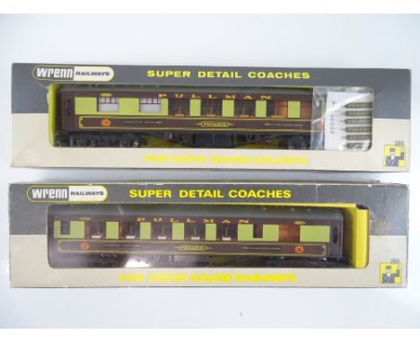 A pair of OO Gauge WRENN Pullman coaches both Golden Arrow Pegasus versions - one with white tables, one with brown tables - 