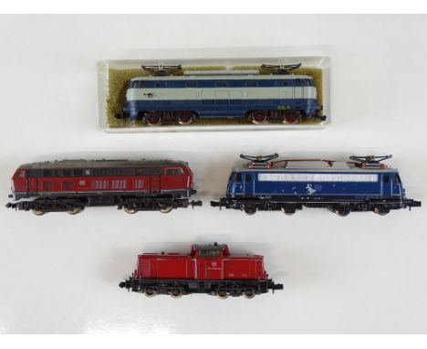 A group of unboxed German and Italian Outline N Gauge diesel and electric locomotives by FLEISCHMANN, MINITRIX and others - F