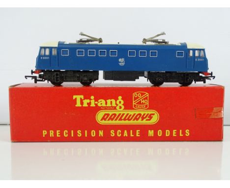 A TRI-ANG-HORNBY OO Gauge R753 AL1 Class electric locomotive in BR electric blue numbered E3001 - double pantograph version -