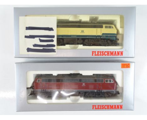A pair of HO Gauge German Outline diesel locomotives by FLEISCHMANN comprising 64232 and 64233 - Both locos are FMZ / DCC fit