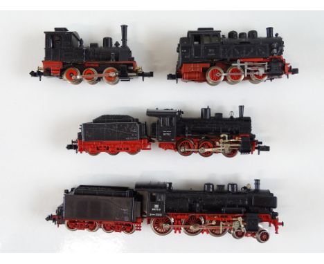 A group of unboxed German Outline N Gauge steam locomotives by ARNOLD, FLEISCHMANN and MINITRIX -G (unboxed) (4)