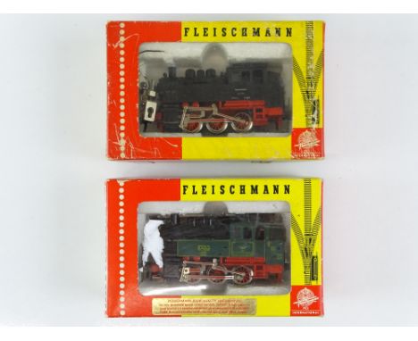 A pair of HO Gauge European Outline steam tank locomotives by FLEISCHMANN comprising 2 x BR80 Style locomotives - one regular