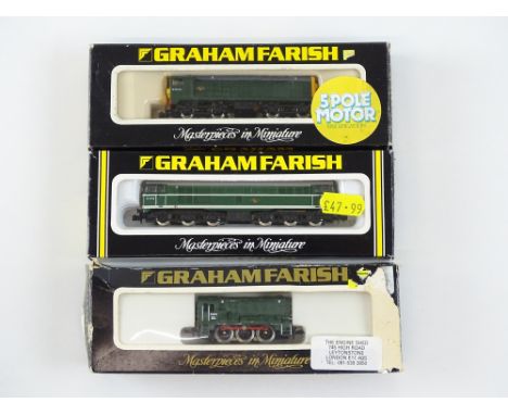 A group of N Gauge diesel locomotives by GRAHAM FARISH to include Class 08, 20 and 31 examples - G/VG in F/G boxes (3)