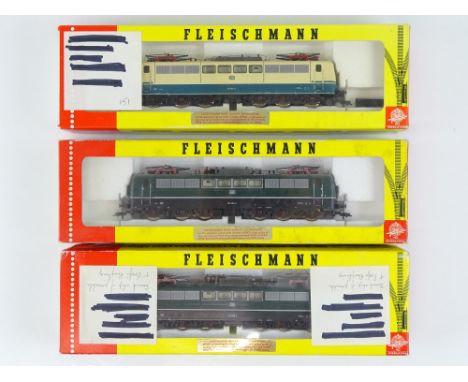 A group of HO Gauge German Outline electric locomotives by FLEISCHMANN comprising 2 x 4380 and 4381 - Vendor advises DCC fitt