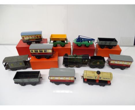 A quantity of HORNBY SERIES O Gauge rolling stock including loco, coaches and wagons from the No.20 range together with some 