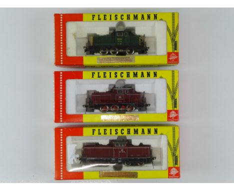 A group of HO Gauge European Outline diesel shunting locomotives by FLEISCHMANN comprising 4225, 4226 and 4230 - G in G boxes