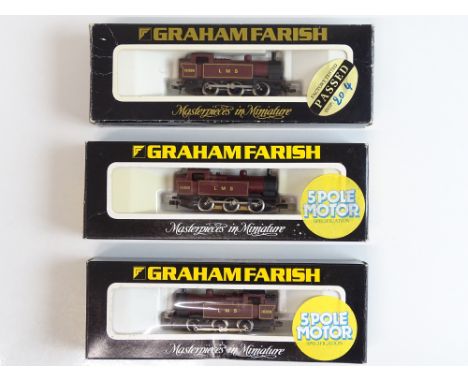 A trio of GRAHAM FARISH N Gauge General Purpose steam tank locomotives all in LMS maroon livery - G/VG in F/G boxes (3)