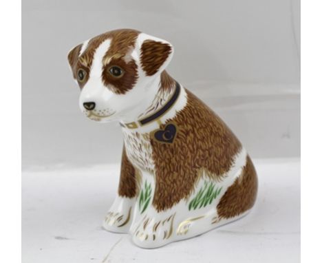 A ROYAL CROWN DERBY CERAMIC PAPERWEIGHT 'Colin' the puppy, from the Faith, Hope and Charity Series, limited edition 142/500, 