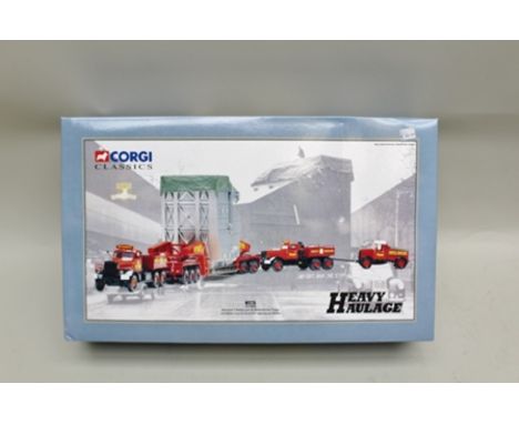 CORGI CLASSICS HEAVY HAULAGE SET 31009 Wynn's Diamond T Balust (ex 2) 24-wheel girder trailer with boiler load and Scammell B