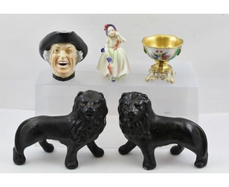 A ROYAL DOULTON CHINA FIGURE 'BABIE' HN1679, 12cm high, a CONTINENTAL PORCELAIN BON-BON DISH on gilded stand, 8cm high, a CER